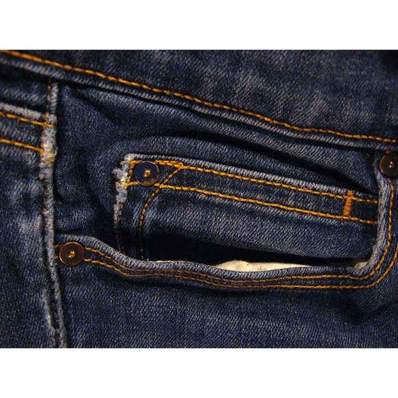 Vintage GAP 1969 CUTOFF JEAN SHORTS W 27 MEASURED LEGGING Patched Juniors Blue D - Picture 5 of 10